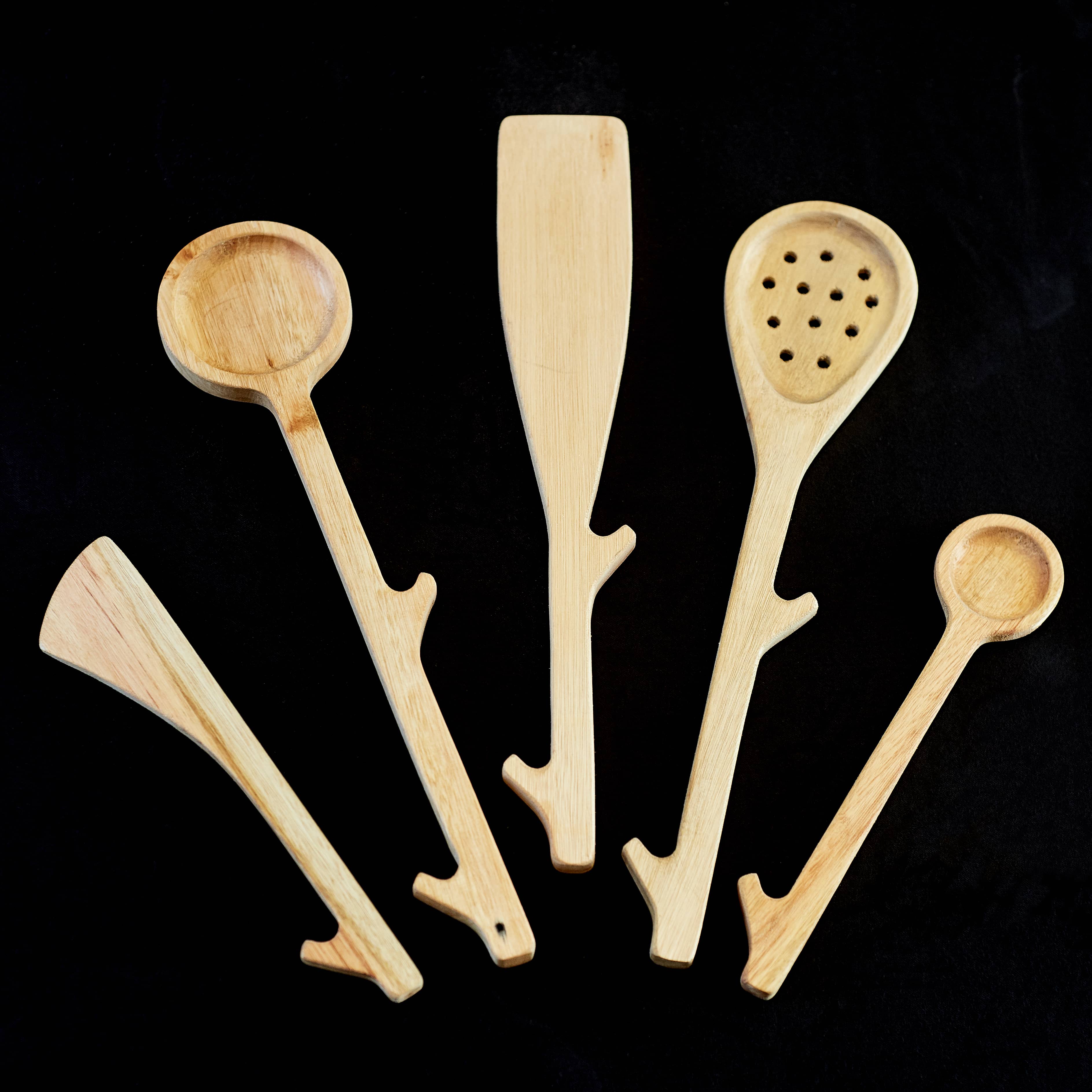 Kit utensilios cocina madera reciclada 3